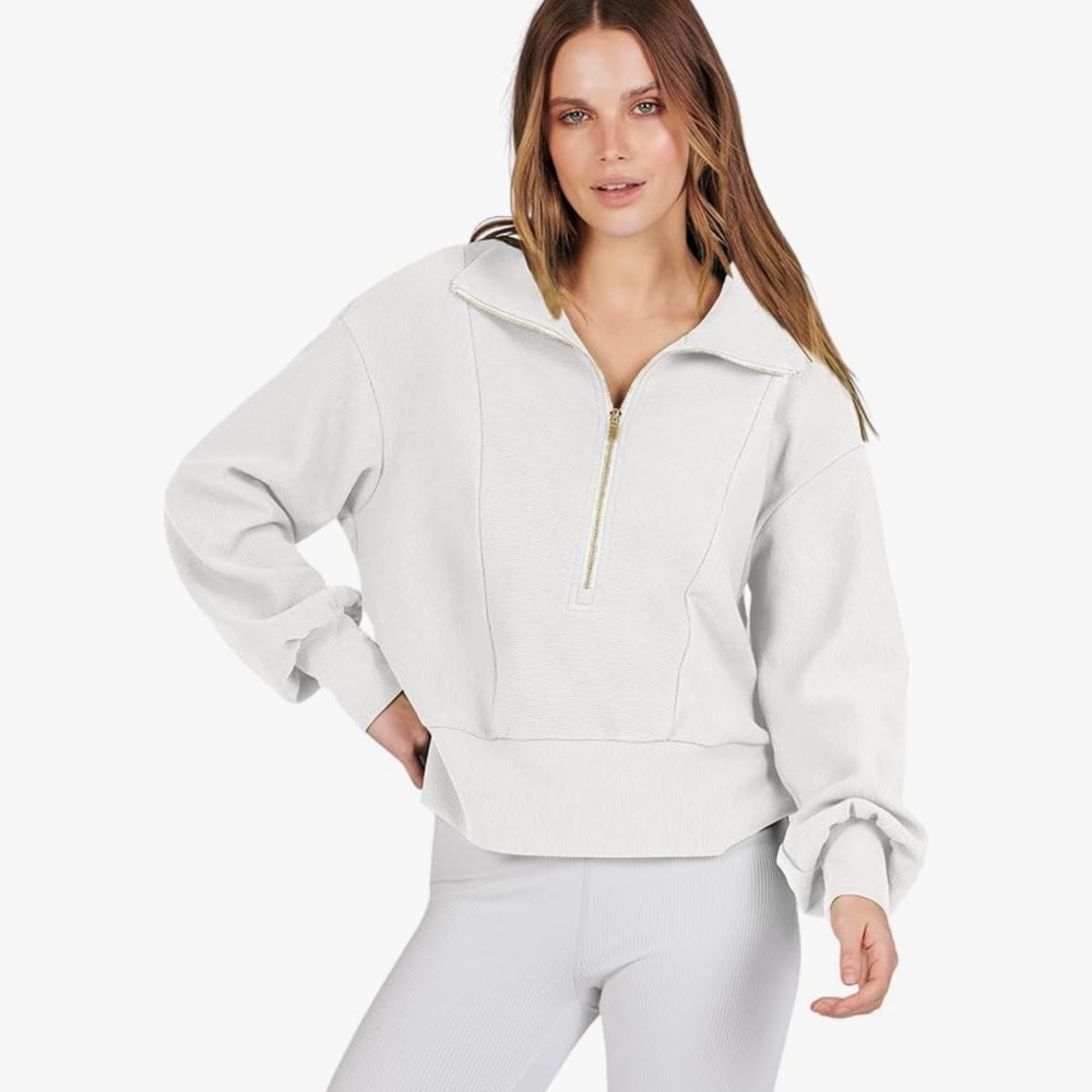 White Oversized Long Sleeve Hoodie